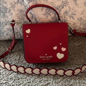 Kate Spade Staci Sweetheart Red and Cream Heart Crossbody Bag